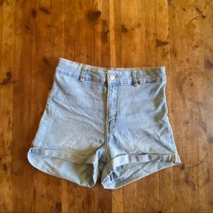 High waisted denim shorts